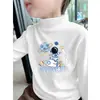 Nuevo para Otoño e Invierno Ropa Interior Térmica de Felpa para Niños Estampado de Dibujos Animados Cálido Camiseta de Manga Larga con Cuello Semi-Alto