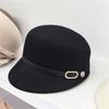 Sombrero Ecuestre de Lana Simple Estilo Japonés Combinable para Mujer Otoño e Invierno de Alta Calidad Cálido Boina Combinable Sombrero de Copa con Cinturón