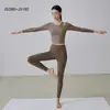 Top de Yoga Adelgazante para Primavera y Verano con Almohadillas en el Pecho, Mangas Largas, Secado Rápido, Tallas Grandes para Mujeres de Tallas Grandes, Conjunto Deportivo para Pilates para Mujeres