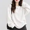 Sudadera de Gofre de Comercio Exterior para Mujer Primavera/Otoño 2026 Delgada Holgada Versátil Estilo Adelgazante Cuello Redondo Sin Capucha Top Ropa de Abrigo