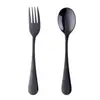 Venta al por mayor del fabricante Juego de tres piezas de cuchillo, tenedor y cuchara de acero inoxidable 304 con mango redondo, Juego de tenedor y cuchara lindo de estilo simple con revestimiento de titanio