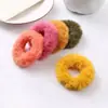 Diadema de pelo peludo color caramelo para Otoño e Invierno, básica, versátil, cuerda para el pelo de imitación de conejo, goma para moño de bola femenina, cubierta de cuero, accesorios para el pelo de Corea del Sur