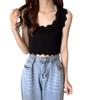 Sudeste Asiático Colete sem mangas Feminino 2023 Verão Suéter de malha com decote em U Base interna Desgaste externo Linda parte traseira Pequena Top tipo tira