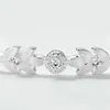 Pulsera de Hoja de Lujo Ligero Estilo Japonés y Coreano Moda para Mujer Joker Abertura Plata S925 Chapado en Oro Micro-incrustado Pulsera de Piedra Hao para Mujer Venta al por Mayor
