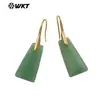 WT-E778 aretes de gancho para mujer de ojo de tigre y lapislázuli, trapezoidales, de longitud media, elegantes, de venta caliente, para la oficina