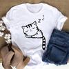 Camiseta con Estampado de Pata de Gato de Colores para Mujer Nueva Moda Negro t Shi