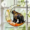 Oso Pardo en la Luna Atrapasoles de Vidrio de Color Decoración Irregular para Colgar en la Ventana Exclusivo Transfronterizo Decoración del Hogar