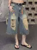 Pantalones Vaqueros Cortos Retro Americanos de Verano 2026 con Diseño Desgastado, Corte Holgado, Pantalones de Pierna Ancha Versátiles
