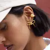 Europa y Estados Unidos transfronterizo oro de 18 quilates clip de oreja ancho forma de C doble aro sin agujero en la oreja clip de oreja simple Joker pendientes de Amazon joyería