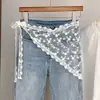 2026 Nueva Falda de Encaje Transfronteriza Primavera/Verano, Estilo Coreano Dulce Versátil Bufanda Triangular de Malla Jacquard Superpuesta sobre la Falda