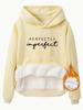 Sudadera con capucha de manga larga y forro polar para mujer, estilo europeo y americano, con bolsillo tipo canguro, estampado PERFECTO, talla transfronteriza, para otoño e invierno