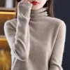 Moda Femenina Nueva Primavera Alta Gama Ropa Lista para Usar Suéter con Cuello Alto Apilado, Corte Holgado, Camisa Básica de Punto Versátil de Color Sólido