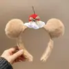 Diadema de Felpa con Estampado de Leopardo Rosa y Moño de Gatito para Mujer, Diadema Linda Versátil para Lavarse la Cara, Pasador, Tocado de Corona Alta