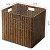 Cesta de Almacenamiento Tejida para Armario del Hogar Organizador para Mesa de Café Cesta Caja de Almacenamiento para Ropa Snacks Tejido de Mimbre de Imitación