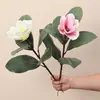 Hojas de magnolia artificiales, ramas falsas artificiales, plantas verdes decorativas para habitaciones modelo de hotel, arreglos florales de boda, flores de magnolia