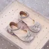 Zapatos de Pedrería, Zapatos de Punta Cerrada Estilo Nuevo, Sandalias de Princesa de Cristal Elegantes con Suela Suave para Niñas, con Lazo para Actuaciones de Verano
