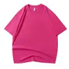 Camiseta de Algodão Puro Pesado Cor Cinza Cimento para Meninas, Adolescentes e Homens, Camiseta de Manga Curta Cor Sólida de Verão com Estampa de Logo, Cinza Cimento, Costura Dupla