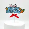 Adorno para Pastel Lindo Creativo Enchufe Popular en Internet Carácter Chino Alas de Hada Orejas de Conejo Tarjeta de Cumpleaños para Hornear