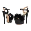 Sandálias femininas de verão transfronteiriças com plataforma impermeável, saltos ultraltos, calçados femininos plus size, novo estilo com saltos finos e fivela, sandálias de bico aberto para comércio exterior