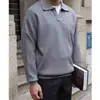 2023 Estilo Preguiçoso Cor Sólida Polo Masculino e Feminino Tendência Suéter Fino Jaqueta Super Quente Estilo Hong Kong Estudantes Versátil e Solto