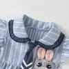 Novo Conjunto de Duas Peças para Meninas, Policial Coelho de Verão, Blusa de Manga Voadora, Shorts Slim, Roupa para Bebê Menina Atacado