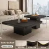 Juego de Mesa de Centro Cuadrada de Lujo Estilo Italiano con Encimeras de Piedra Blanca y Negra para Salas de Estar Pequeñas, Juego de Mesa de Centro Cuadrada Ecológico Grado E0