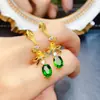 Venta al por mayor de fábrica Pendientes de botón populares de Diopsida natural Plata S925 Incrustado Piedra principal 6*8 Joyería de lujo Venta directa de fábrica