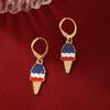 Día de la Independencia Americana Bandera de EE. UU. Helado Estrella Bandera de Manzana Aretes Joyería Transfronteriza Europea y Americana Juego de Cinco Piezas