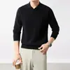 Camisa Polo de Waffle con Cuello en V para Hombre de Talla Europea Transfronteriza Suéter Base de Punto Casual de Negocios Suéter de Manga Larga de Comercio Exterior para Hombre