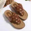 Comercio Exterior Tallas Grandes Verano 2026 Nuevas Chanclas de Cuña para Mujer Sandalias de Tira con Remache de Flor Casuales Cómodas