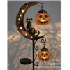Luz Solar de Estaca Gato Negro y Luna de Calabaza en Stock