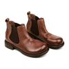 Botas Simples de Couro de Vaca para Artesão do Couro, Botas Chelsea de Salto Baixo Estilo Britânico, Botas Curtas de Couro Genuíno Plissadas Simples e Versáteis de Cano Baixo