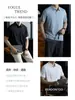 "Artesanía de Alta Gama" Camisa Polo para Hombre Fresca y Transpirable de Algodón Amoniaco con Cuello Campana, Casual de Negocios, Versátil, Color Sólido, Camiseta de Manga Corta