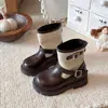 Botines cortos de estilo británico para niños, nueva colección de otoño, botas Martin retro a la moda de color block para niñas, botines de moda sencillos para niñas pequeñas