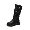 Botas de Cano Médio Estilo Novo Botas Arredondadas Tendência Botas Casuais Botas de Comércio Exterior Aliexpress Tamanhos Grandes 40-43