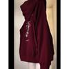 Suéter Fofo com Capuz Casaco Feminino Popular na Internet Senso de Design High Street Blusa com Capuz Faixa de Cabeça Hoodie Estilo Preguiçoso com Estampa Hoodie