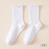 Meias Brancas Finas de Algodão Puro para Primavera e Verão Femininas, Meias de Renda Mary Jane, Meias Femininas para Primavera e Outono, Adequadas para Combinar com Sapatos de Couro Pequenos, Meias de Cano Médio