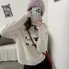 Suéter de Lã Redondo com Desenho de Ovelhinha Feminino Soltinho Outono Inverno Estilo Coreano Emagrecedor Moda Malha Versátil Top