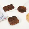 Tampa de Madeira de Bambu para Caneca com Alça, Tampa de Madeira para Xícara de Chá, Pote de Vidro para Armazenamento com Tampa de Madeira, Tampa de Caneca Doméstica Redonda Portátil com Alça