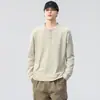 Sudadera para Hombre con Cuello Henry, Otoño 2026 Nuevo Estilo Americano Peso Pesado Algodón Puro Holgada Casual Manga Larga