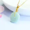 Colar com Pingente de Jade Birmanês Natural Grau A Guan Yu Paz Transmissão ao Vivo Venda Quente Atacado S5100402