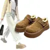 Zapatos Birkenstock de Suela Gruesa Forrados de Lana para Mujer, Botas de Nieve Calientes, Mocasines Slip-On Nuevos de Invierno 2026, Zapatos Bajos de Algodón