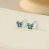 12 Pedras de Nascimento Brincos de Tarraxa Borboleta em Prata Esterlina 925 para Mulheres Piercing na Orelha Cor Zircônia Cúbica Brincos Simples Luxo Leve Presente de Aniversário