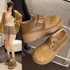 Zapatos Birkenstock Retro de Suela Gruesa para Aumentar la Altura para Mujer Otoño 2026 Mocasines Versátiles sin Cordones Zapatos Casuales Cómodos de un Solo Paso