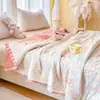 Colcha de Verano de Doble Capa de Gasa 100% Algodón Puro Estilo Princesa Fresca, Estampado Floral de Encaje Francés, Versión Coreana 2026, para Mamá e Hijo, Colcha de Verano Refrigerante