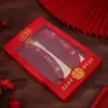 Pente de Casamento Conjunto de Suprimentos para Casamento Grande Vermelho Dote da Noiva Festivo de Madeira Cabo Longo Pente Reto Conjunto de Duas Peças Pente de Madeira