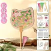Ventilador de Bambu Tecido Estilo Antigo DIY Patrimônio Cultural Imaterial Tradicional Feito à Mão Ventilador de Bambu para Traje Antigo Pacote Completo de Materiais Estilo Chinês Team Building