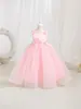 Vestido de verano para niña, estilo princesa, ligero, con bordado floral y falda acampanada, adecuado para niñas pequeñas, damitas de honor o como atuendo de actuación.
