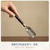 Cuchara de té de cristal de titanio de bambú ébano, cuchara de té de titanio puro para uso doméstico de alta gama, accesorio de ceremonia del té de juego de té kung fu retro de lujo ligero