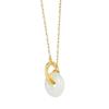 Colgante Hebilla de Paz con Anillos de Jade Entrelazados, Collar de Imitación de Jade Hetian para Mujer, Cadena Estilo Chino, Jade Blanco Chapado en Oro